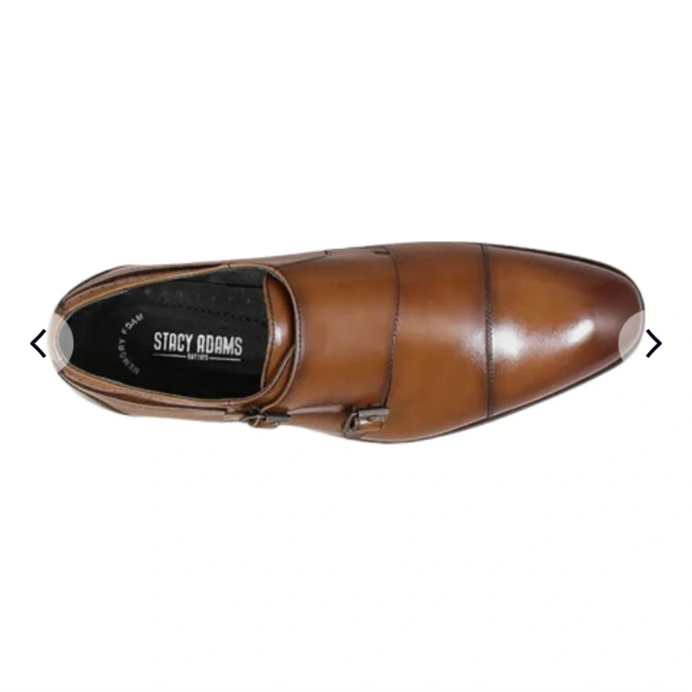 Stacey Adams Bayne Leather Cap Toe Double Monk Strap Dress Shoes Men’s Size 12M